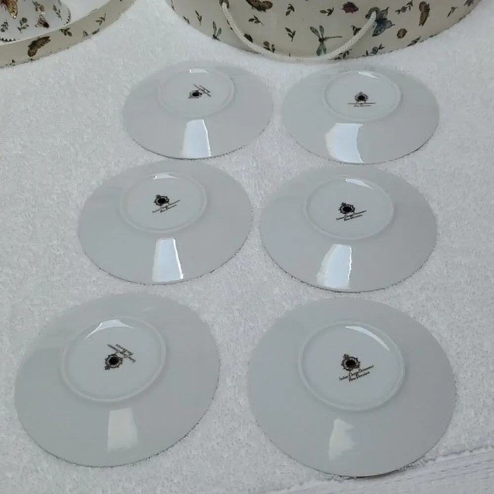 Porcelain Demitasse Teacups Saucers Butterflies (6) ITALIAN DESIGN CERAMICS vtg